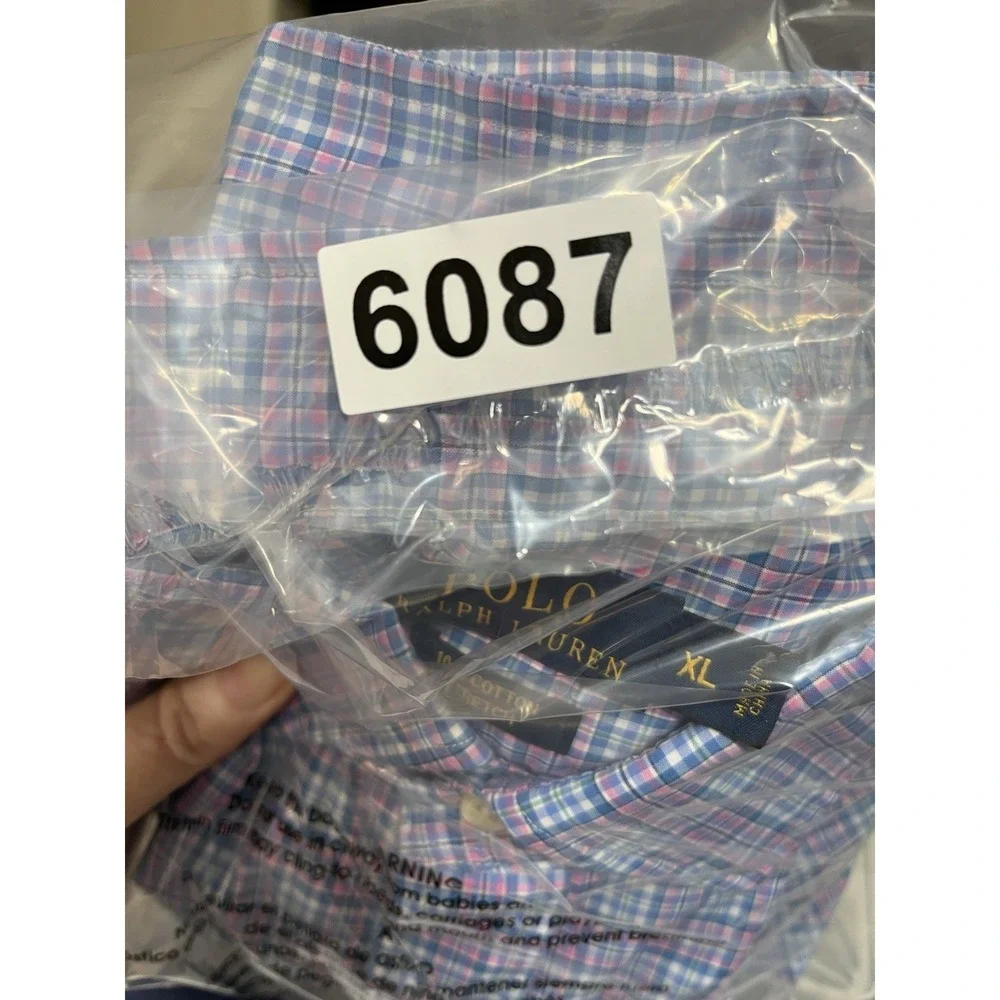 Polo‎ Ralph Lauren Button Down Shirt Men XL Pink Blue Plaid Fit Cotton Stretch